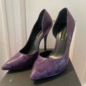Steven Elegant Purple Textured Heels
